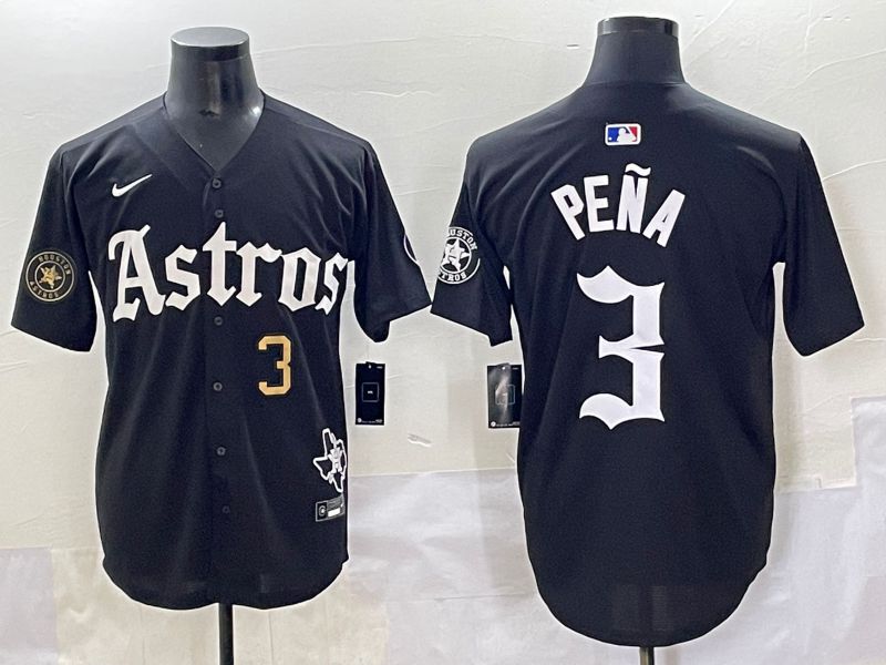Men 2025 Houston Astros #3 Pena Black Five generations Joint Name Nike MLB Jersey style 13